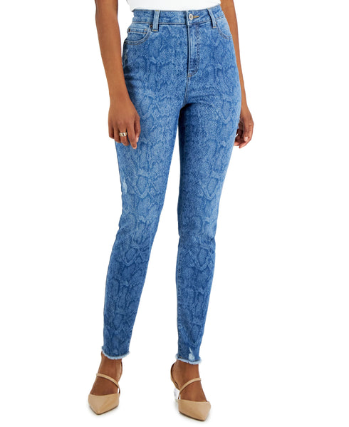 INC International Concepts Womens High Rise Snakeskin Print Skinny Jeans